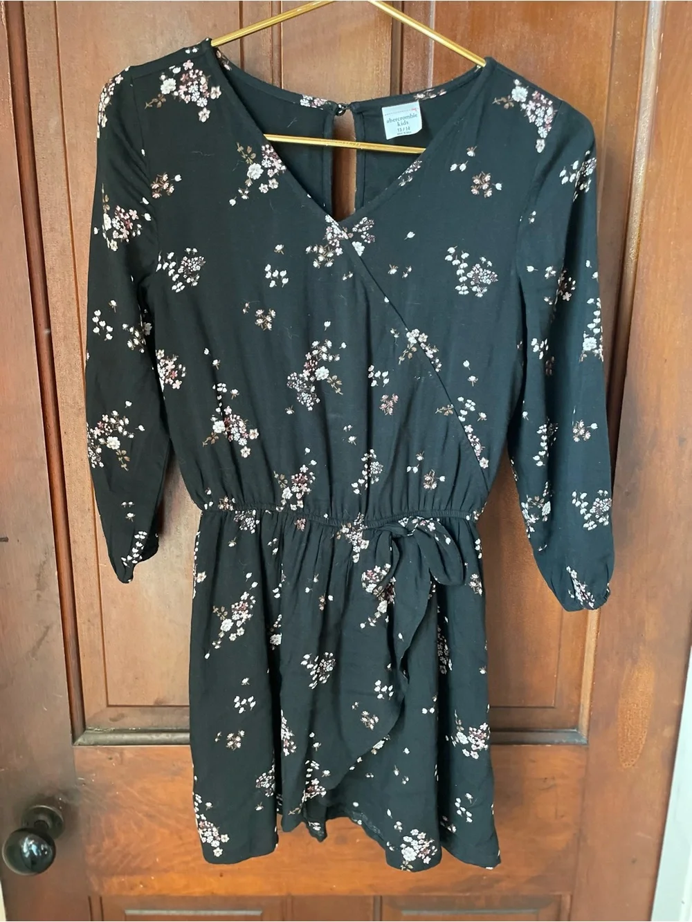 abercrombie kids girls size 13/14 black floral dress